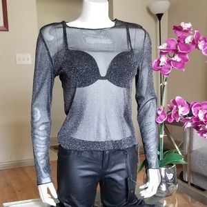 New! VICTORIA'S  SECRET Black Glitter Top XS